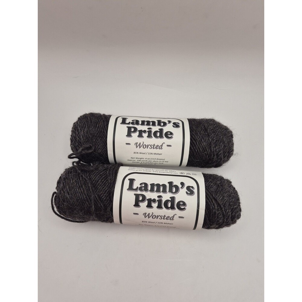 Lamb’s Pride Bulky Yarn Deep Charcoal Gray Wool Mohair 4oz Skeins Lot Of 2